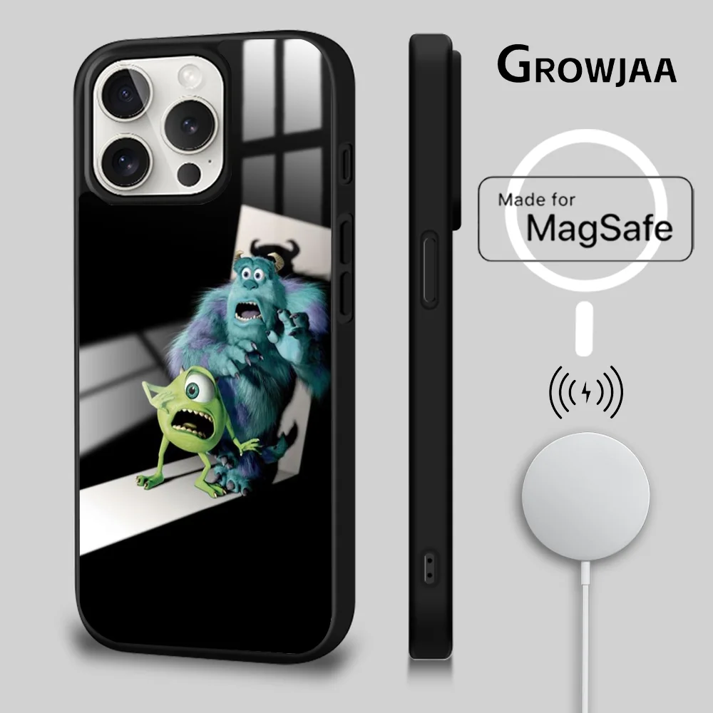 Cartoon M-Monsters University Phone Case For iPhone 16 15 14 13 12 11 Pro Max Plus Mini Magsafe Mirror Wireless Magnetic Cover