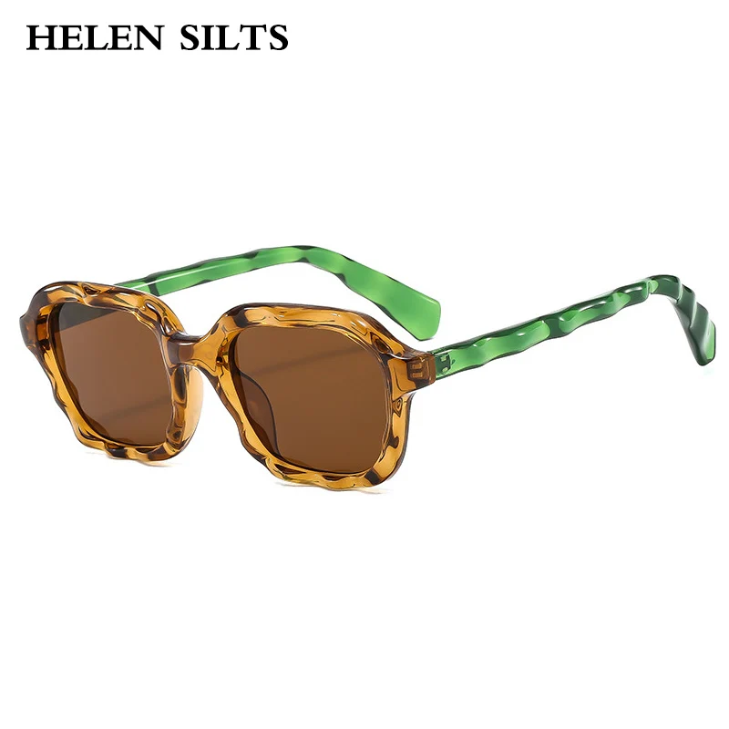 

Luxury Brand Designer Square Unique Wave Shape Sunglasses Women Fashion Double Color Shades UV400 Men Punk Sun Glasses