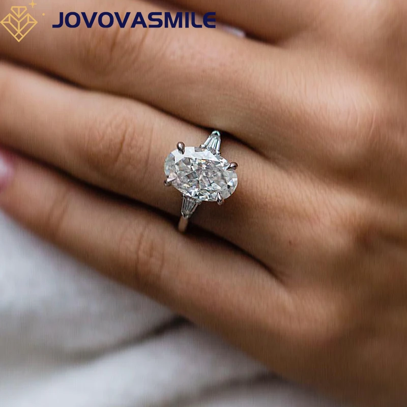 

JOVOVASMILE Moissanite Rings 7 Carat 13x8.5mm Crushed Ice Oval Cut Real Original 18k Yellow Gold Au 750 Luxurious Jewelry