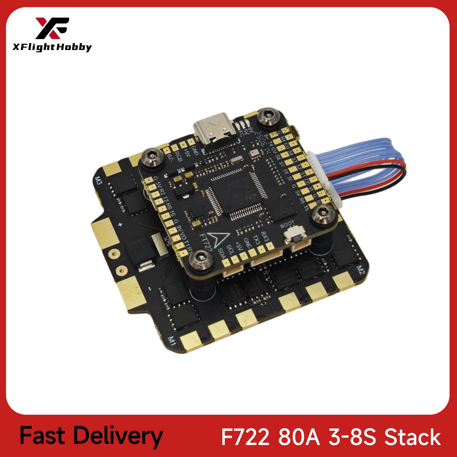 

Контроллер полета XFlight Hobby F722 со встроенным 4в1 80A ESC BLS 5/10 В с двойным BEC для RC FPV Racing Drone Freestyle