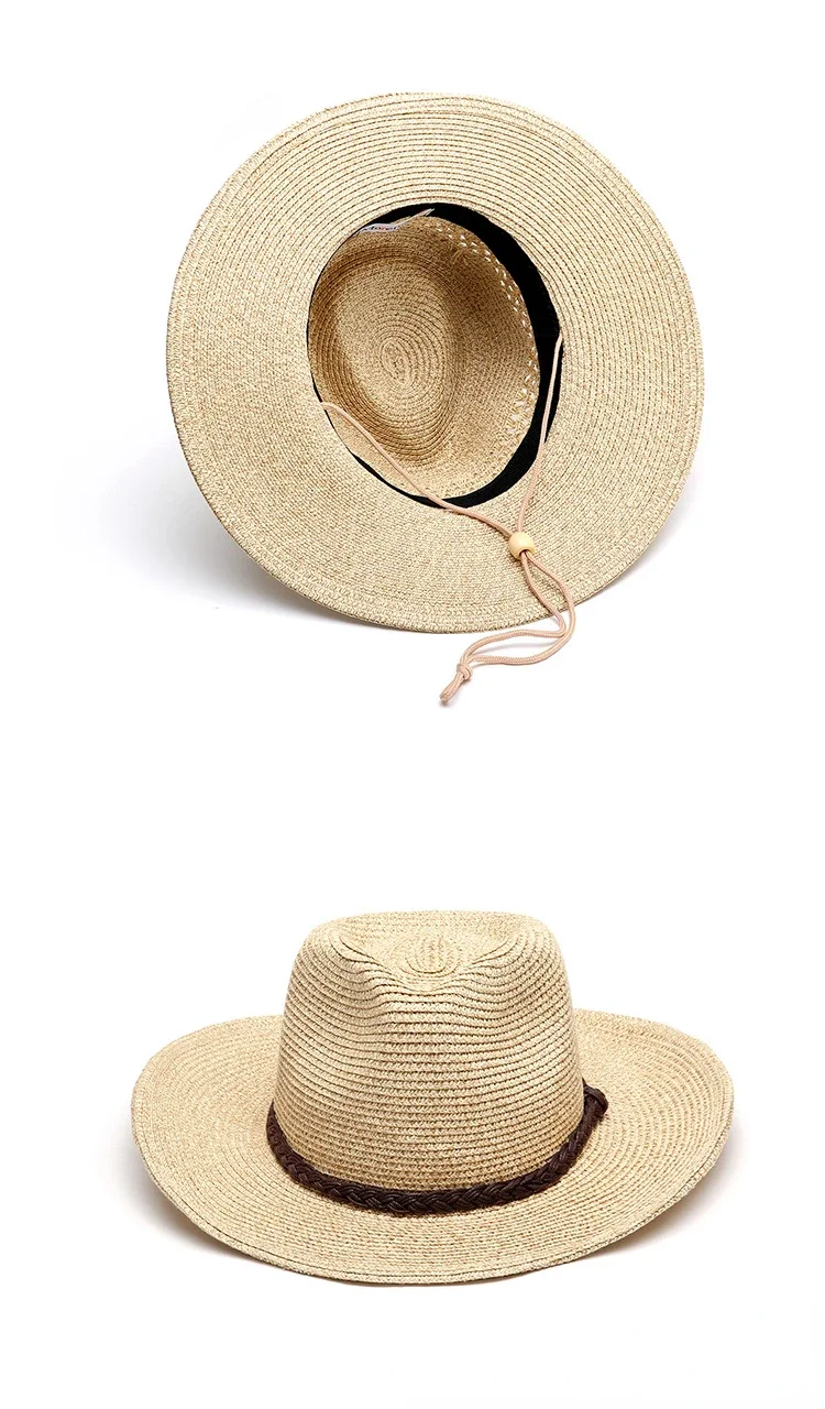 New XL Big Size 62cm Panama Jazz Straw Hat for Women Men Dig Out Summer Beach Sun Hat Windproof Folding Rope UV Protection Hat