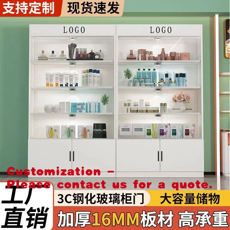 

Customize.Glass Display Cabinet Commercial Showcase with Lock Beauty Salon Cabinet Glass Door Product Cosmetic Shelf Contai