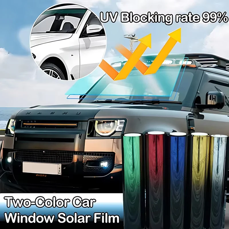 

1/3M Car Gradient Two-Color Sun Window Film Self-Adhesive Waterproof Front Window Film Vinyl Universal Sunscreen Accessories