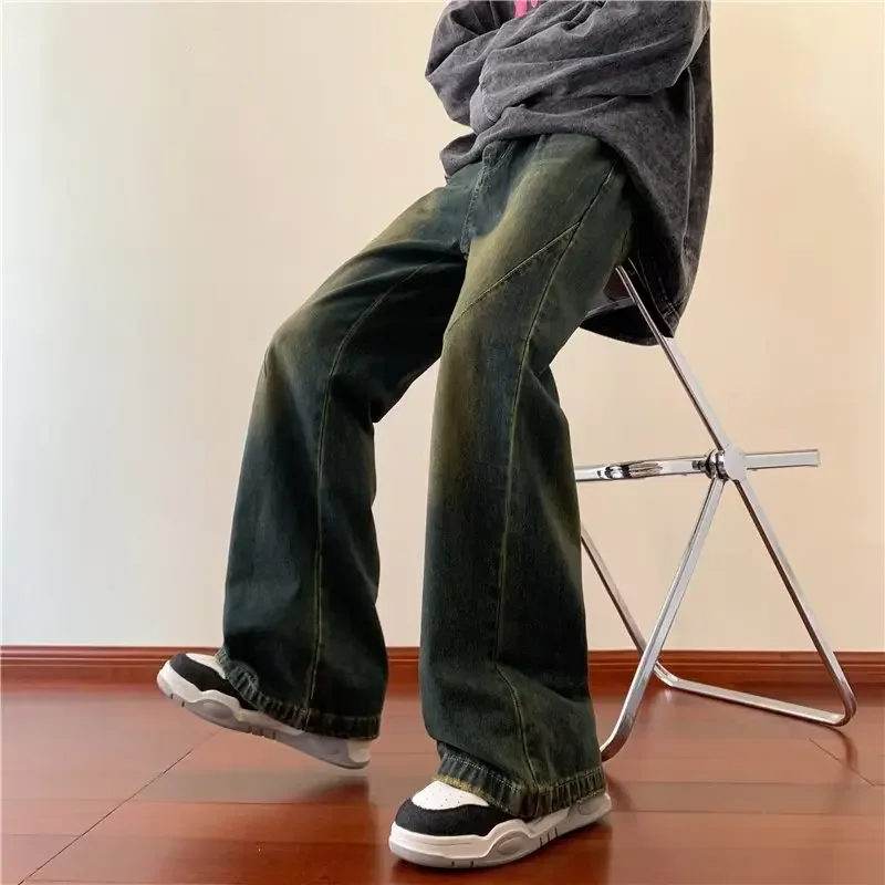 American Retro Gothic High Street Jeans For Men Y2k Korean Streetwear Fashion Loose Casual Men's Denim Pants Men Clothing