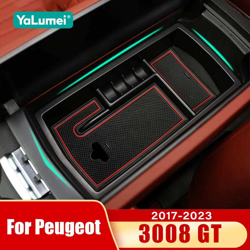 Für Peugeot 3008 GT 2017 2018 2019 2020 2021 2022 2023 Auto Zentrale Armlehne Lagerung Box Organizer Fach Fall zubehör