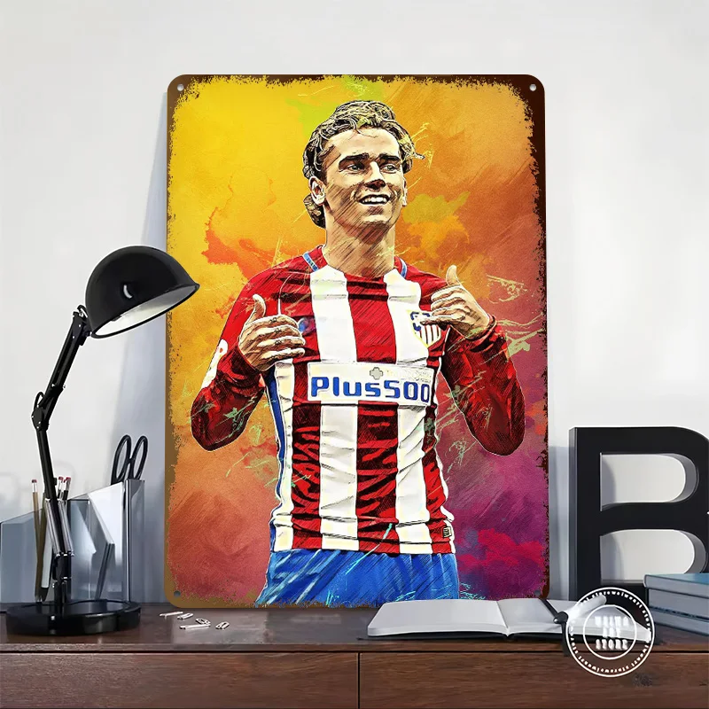 Antoine Griezmann Printed Poster Customized Wall Art Retro Vintage Metal Tin Signs for Room Decoration Home Decor Accessories