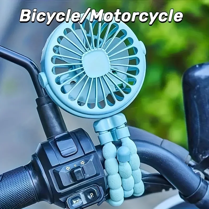 Portable Octopus Mini USB Fan with Flexible Tripod 3 Speed Modes Rechargeable Battery Personal Cooling for Bike Stroller Car