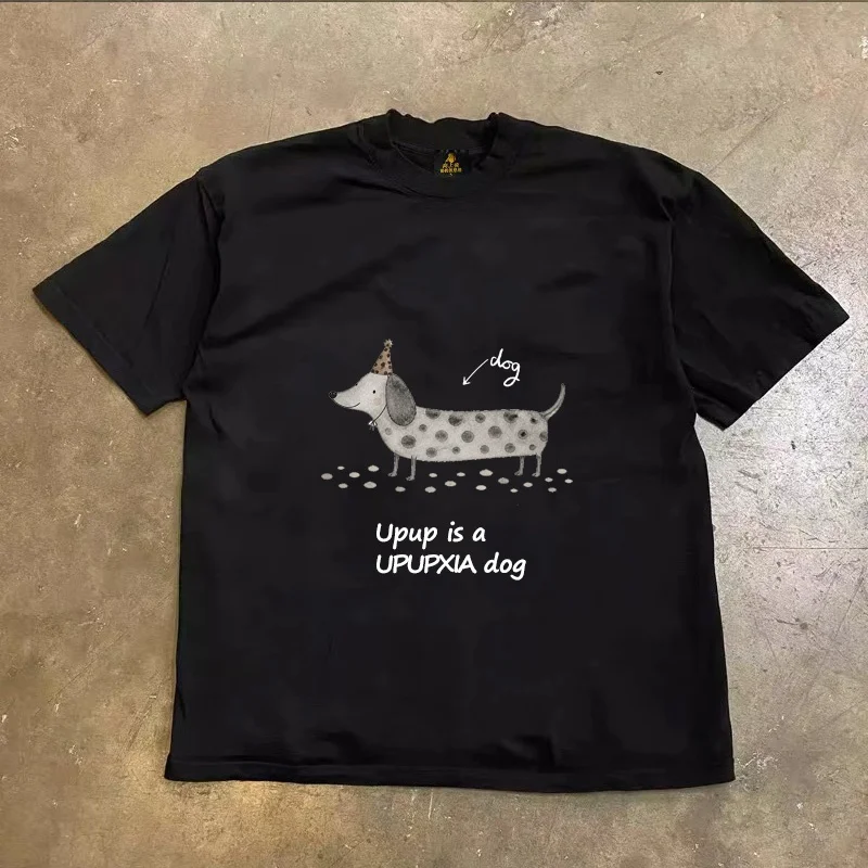 Loose Fit Cotton T-Shirt Unisex Short Sleeve Double Thread UPUPXIA Hero Print Sweat Absorbent round Neck Casual Summer Top