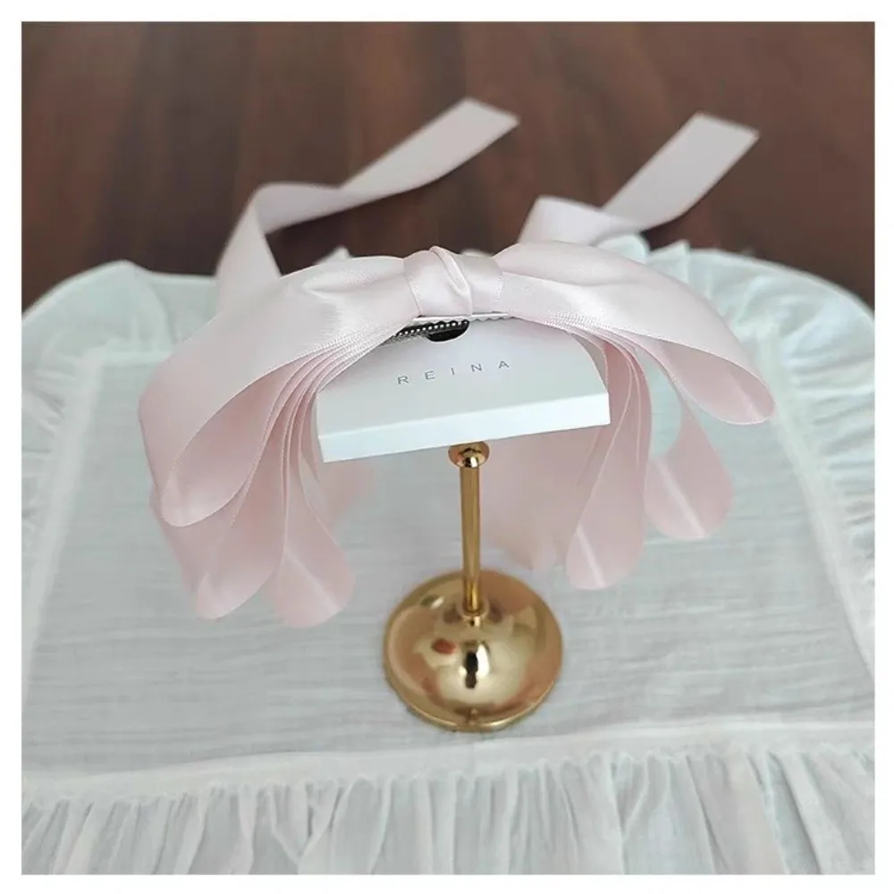 Sweet Bow Ribbon Hair Clip Satin Ballet Style Extra Long Spring Clip Oversized Solid Color Flowing Ribbons Hairpins Women