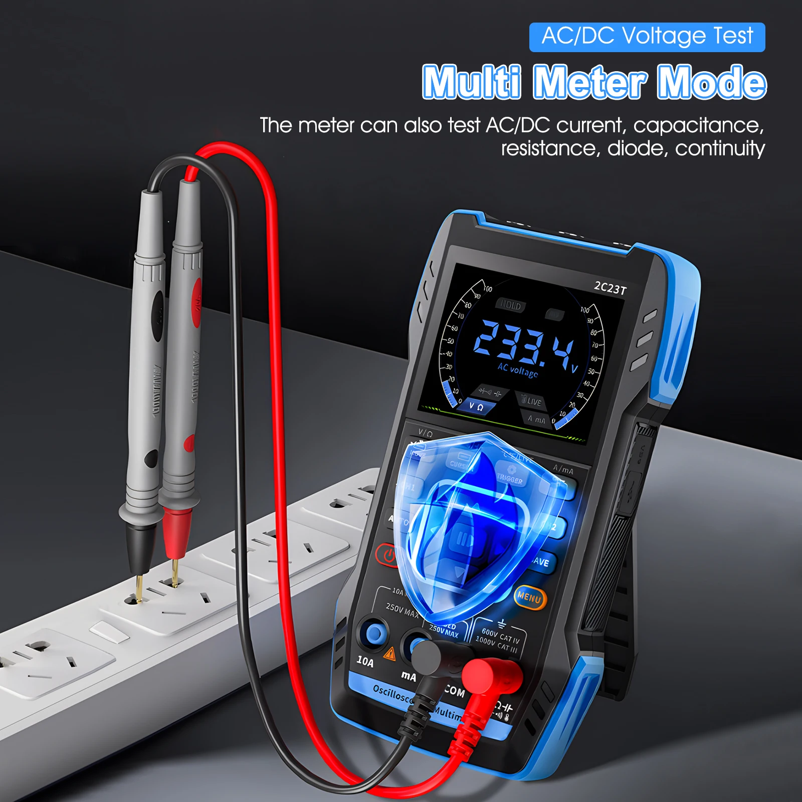 FNIRSI 2C23T Dual Channel Oscilloscope Multimeter Signal Generator 50MS/s 10MHz 2.8'' Handheld 3-in-1 Tester Voltmeter Ammeter