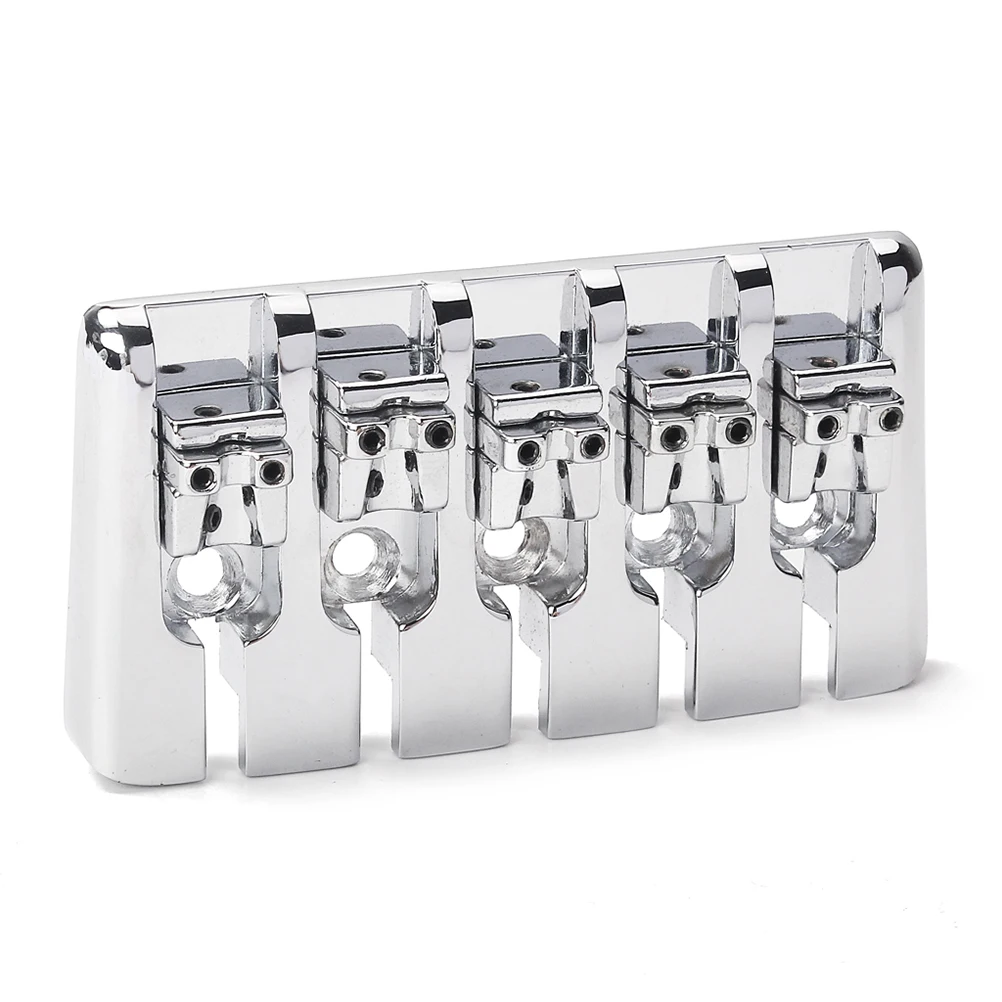 

1Set 5 String Metal Saddle Bridge Excellent Tone Precisely Shaped Slotted Pre Drilled DIY Fun Ukulele Guitar Silver