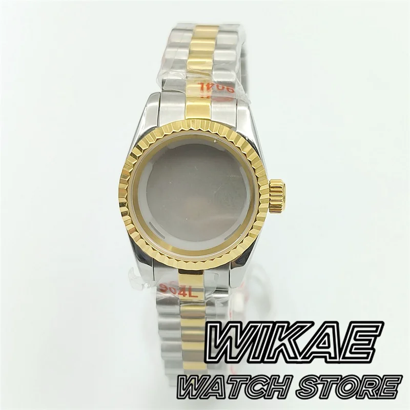 NH05 26mm Stainless Steel Watch Case with Bracelet for Ladies Women Watches Fit NH05 NH06 Automatic Movement Sapphire Glass