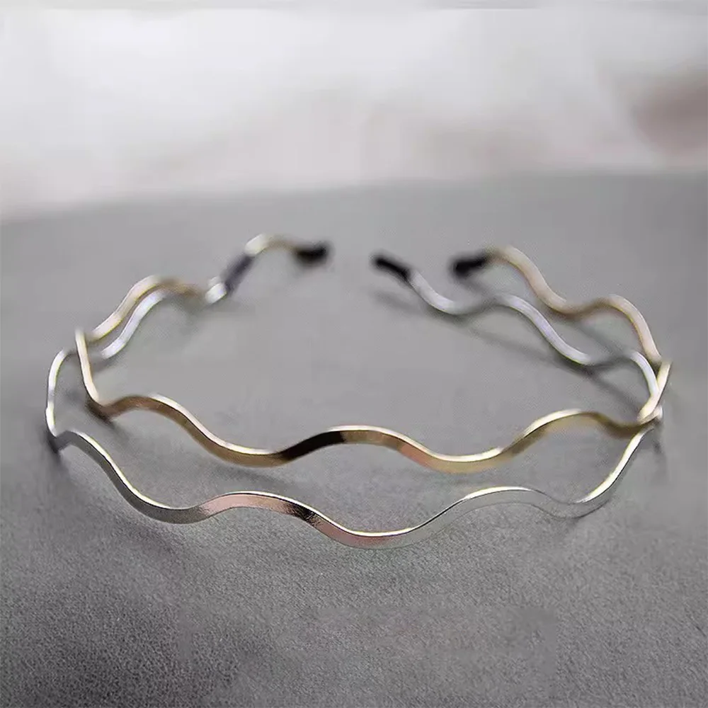 Gold Wavy Metal Hairbands Women Simple Waved Headbands Fashion Girls Koraen Crown Head Hoop Hair Styling Headwear Accessories