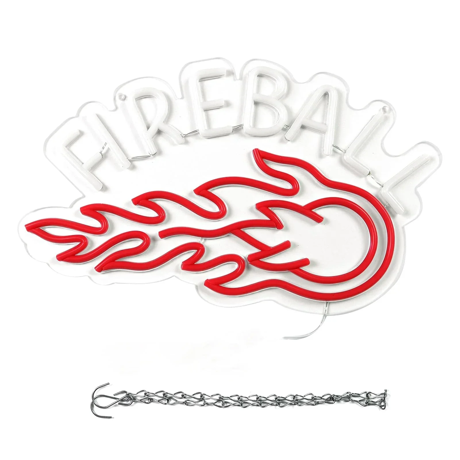 Fireball LED Neon Sign USB Dimmable Wall Light for Whiskey Bar Racing Room Mens Cave Garage Workshop Sports Lounge Flame Decor