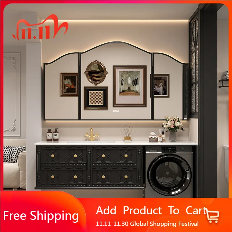 

French Retro Bathroom Cabinet Space Saver Decorations Sink Kitchen Cupboard Storage Organizer Mirror Archivadores Furniture