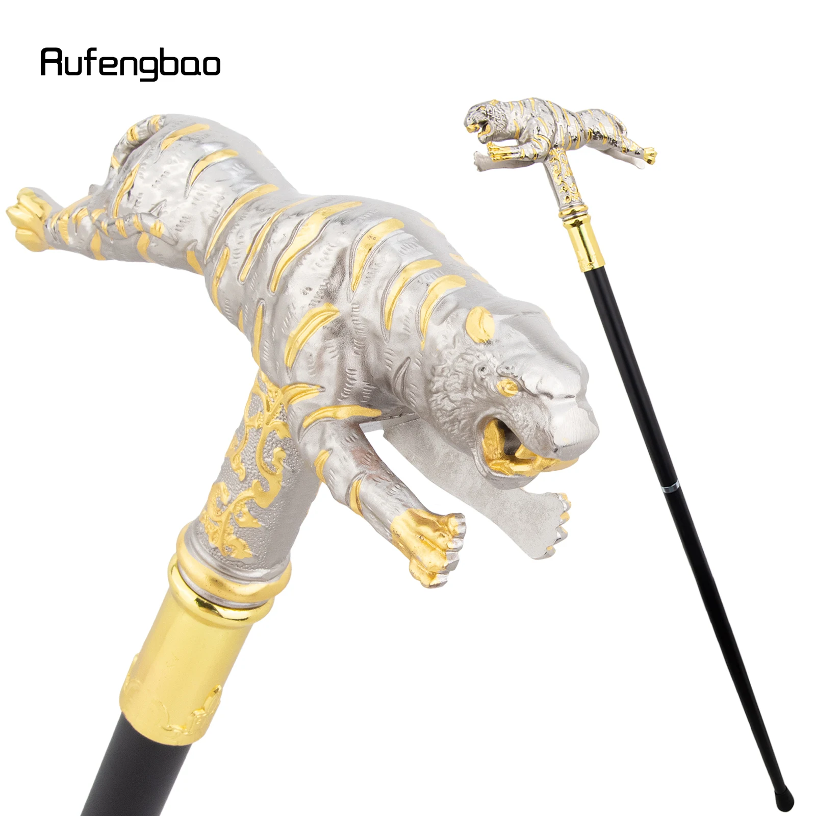 الذهبي الأبيض النمر موضة عصا للمشي الزخرفية Cospaly قصب هالوين الصولجان العصا Crosier أداء المرحلة قصب 90 سنتيمتر