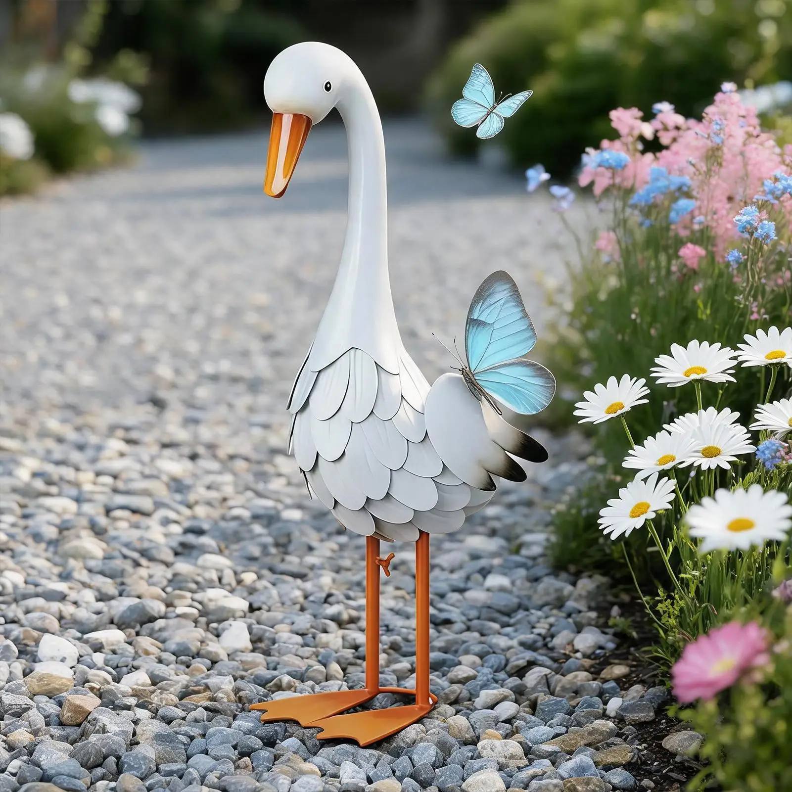 Porch Goose Metal Animal Statue Garden Goose for Front Porch Yard Patio Balcony Garden Lawn Entryway Indoor Outdoor