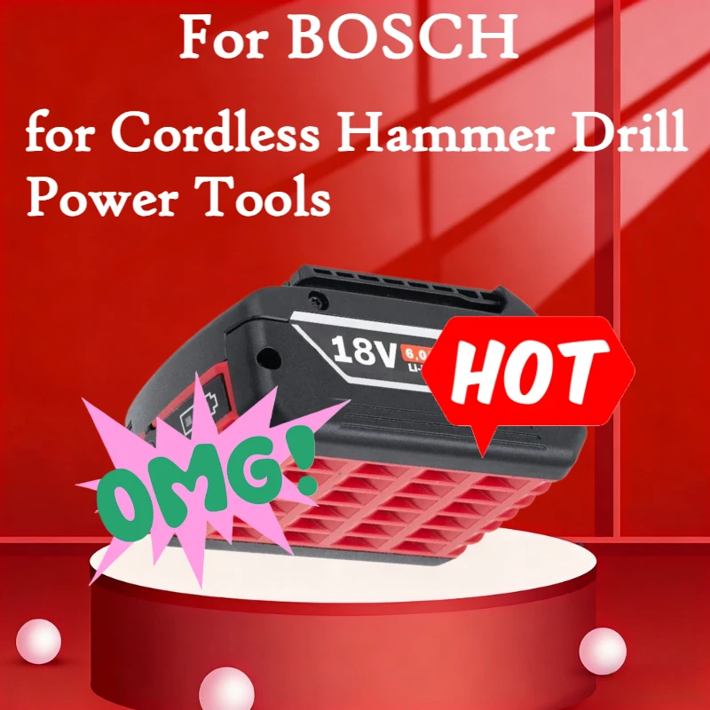 

18V 18650 Li-ion Rechargeable Battery for BOSCH GBH 6000mAh for Cordless Hammer Drill Power Tools