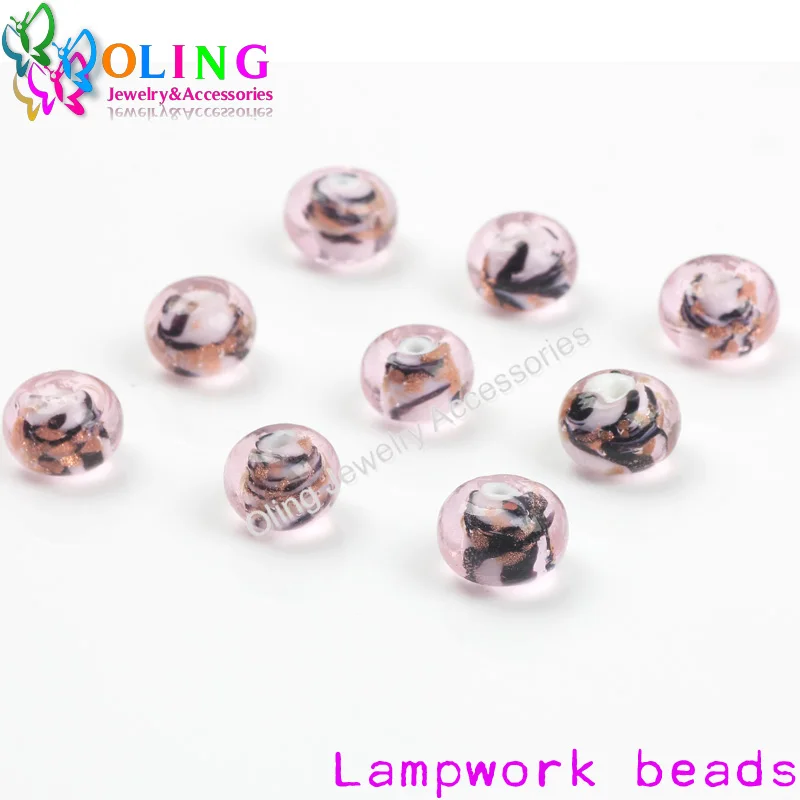 6pcs/Lot 12mm Lampwork Glass Beads Round With Golden Sand DIY Bracelet Choker Necklace Jewelry Making