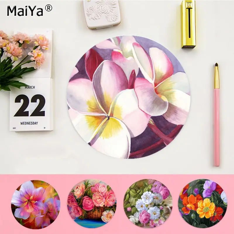 Flower Painting Mousepad Rubber Small Speed Version Game Computer Keyboard Office Table Mat PC Laptop Mouse Mat Writing Mats