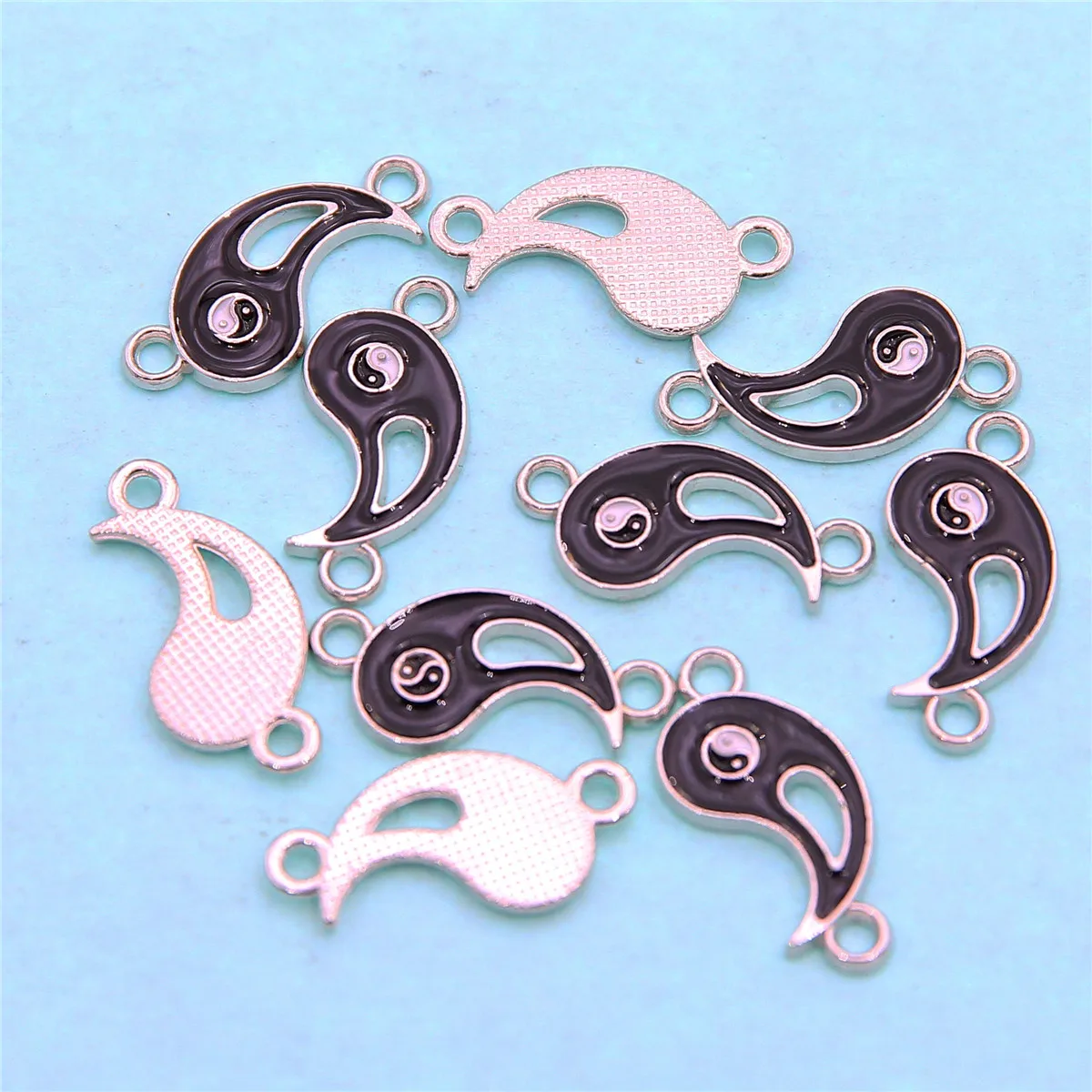 6pcs 3set  2in1 Alloy Enamel Charms Taichi Yin Yang Pendant Charms Necklace bracelet Diy Accessories Jewelry Finding Spacer Bea