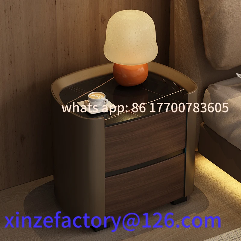 

Customizable Rock Board Bedroom Double-layer Storage Storage Bedside Table Living Room