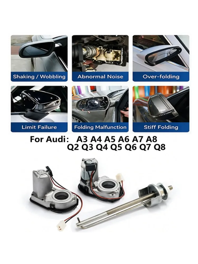 1 szt. Nowy silnik do automatycznego składania lusterka wstecznego z wiązką przewodów i zestawem narzędzi do Audi A3 A4 A5 A6 A7 A8 Q2 Q3 Q4 Q5 Q6 Q7 Q8 — 2