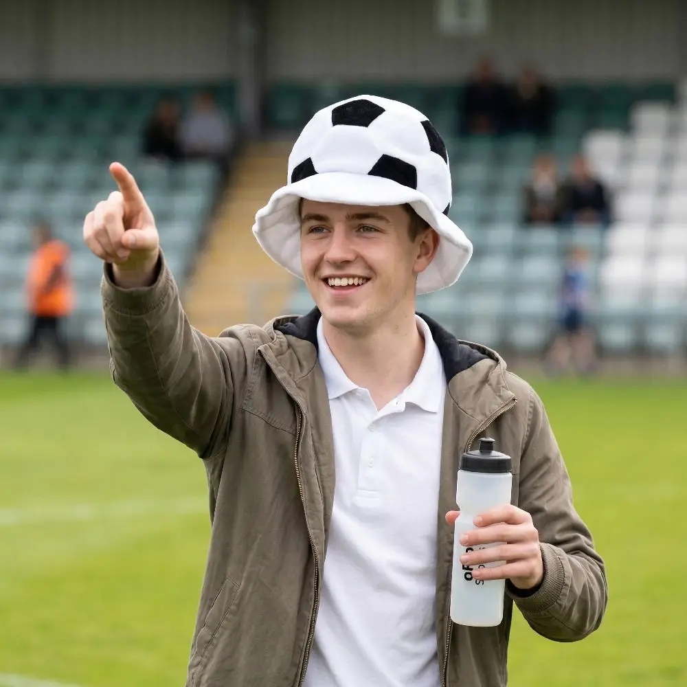 Cute Creative Football Hat Soft Comfortable Soccer Head Cover Lightweight White Black Color Football Headgear Role Playing