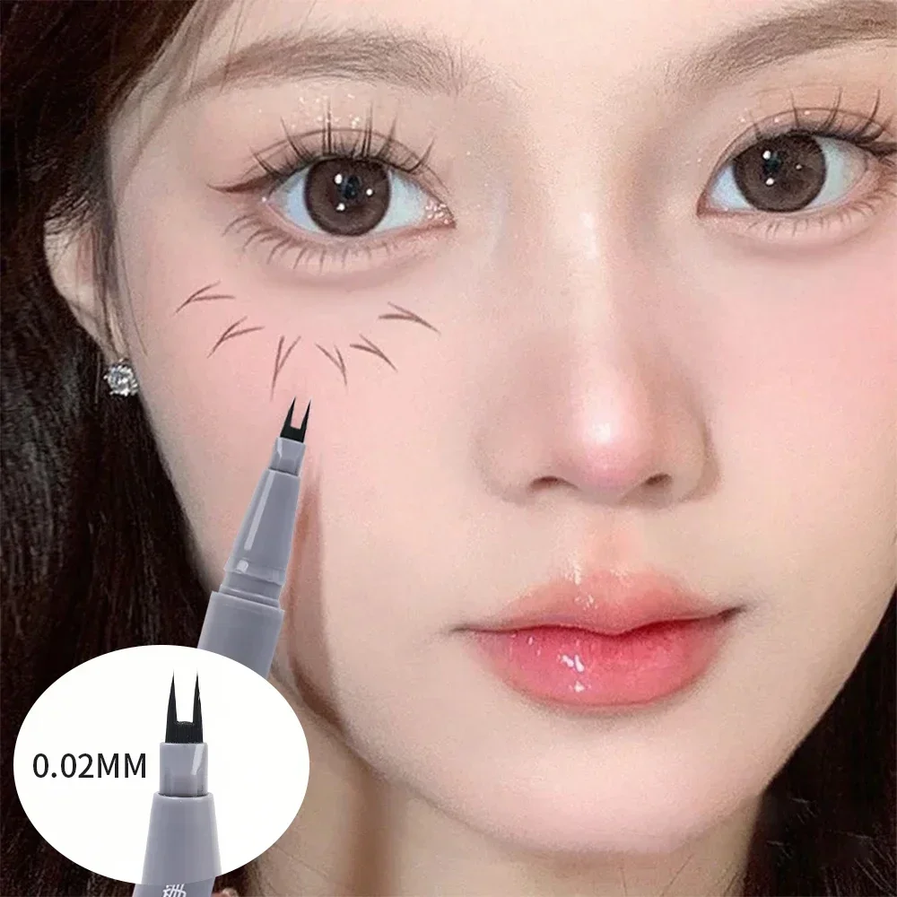 Waterproof 2 Fork Tip Liquid Eyeliner Lower Eyelash Pen Quick Dry Eye Liner Long Last Lower Eyelash Pen Korean Makeup Cosmetic