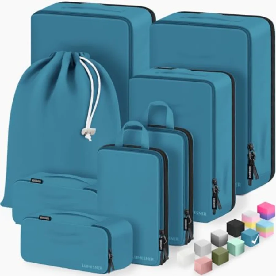 

8 Set Compression Packing Cubes for Travel Waterproof Luggage Organizers Suitcase Organizer Set for Carry-On Checked Baggage Tr