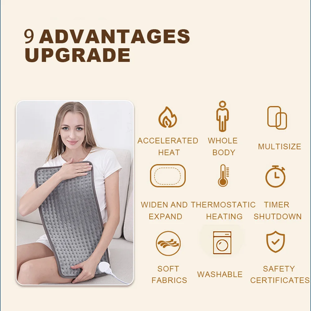 40X76cm Heating Pad 9 Levels Constant Temperature 4 Modes Timing Hot Blanket Keep Legs Abdomen Hands Body Warming Thermal Mat