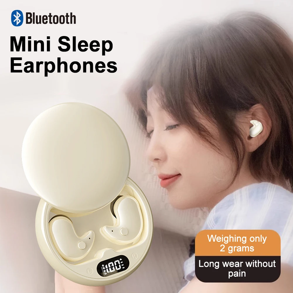 

Mini Sleep Wireless Bluetooth 5.3 Headphones TWS Invisible Sleep Earbuds With Mic Noise Cancelling Earphones HIFI Music Headset