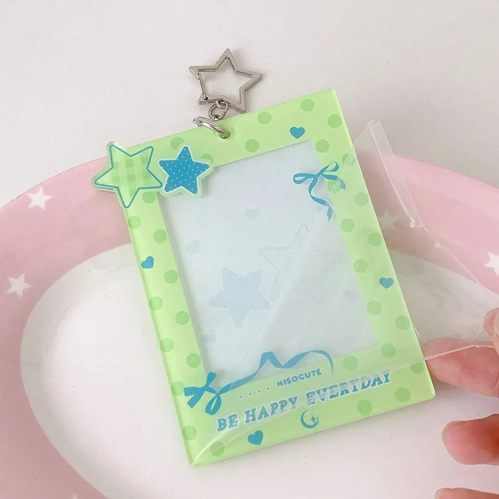 INS 3 Inch Kpop Photocard Holder Polka Dot Stars Picture Display Idol Photo Frame Acrylic Pendant Card Holder