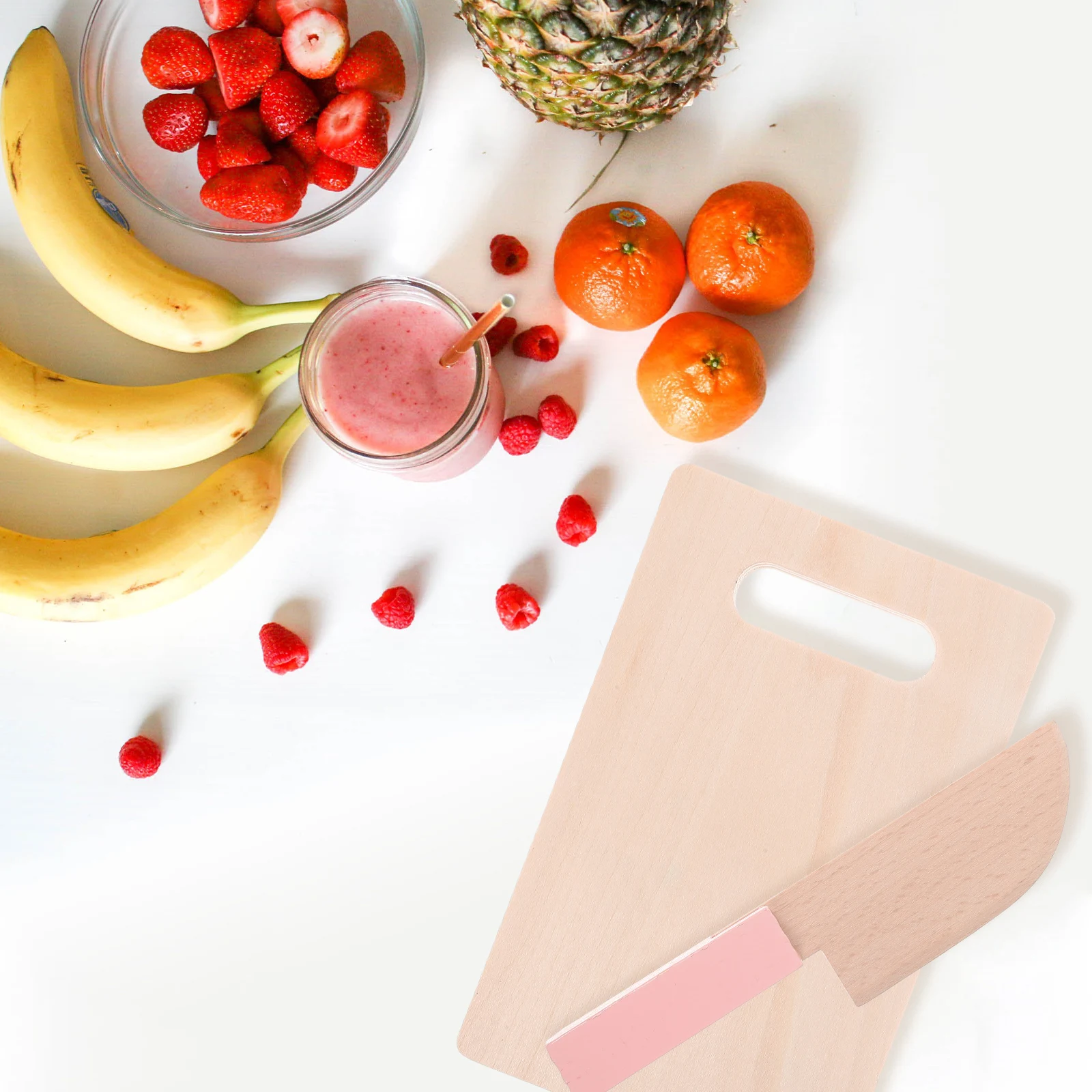 

1 set Pink Wooden Cutting Board Safe Kids Kitchen Play Set Lightweight Vegetable Fruit Home Toy Wooden Kitchen