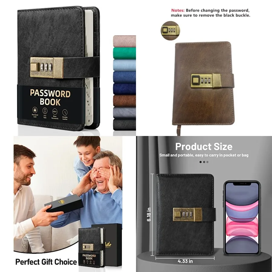 

Password Book with Lock, Password Book with Alphabetical Tabs 600+ Password Spaces, Password Logbook, Password Keeper for Compu