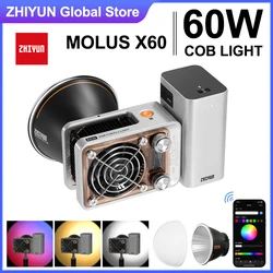 ZHIYUN MOLUS X60 RGB X60RGB 60W COB Light Pocket Photography Video Fill Lamp for Youtube Tiktok Live Streaming Interview