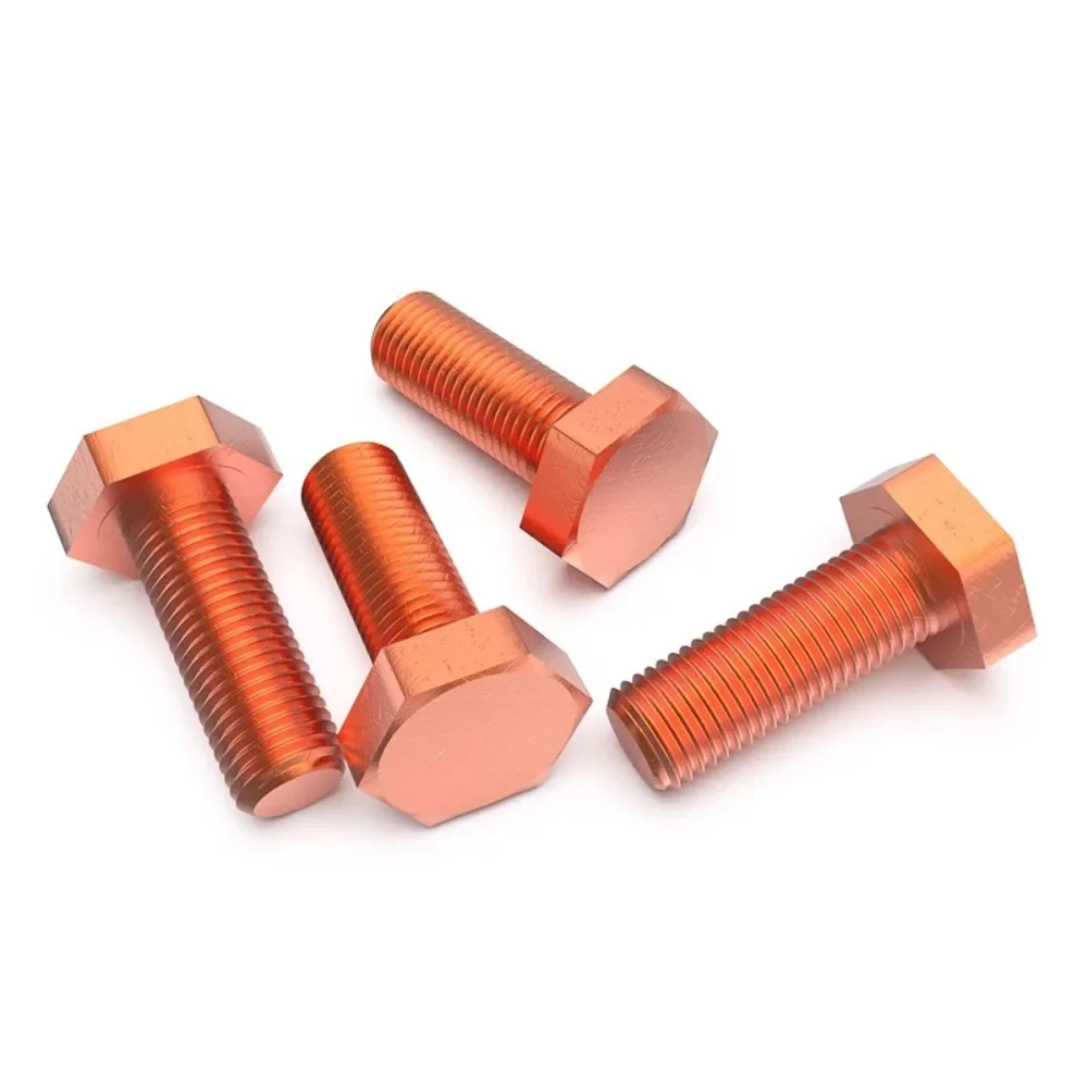 M3 4 5 6 8 10 12 14 16 18 20 Metric x Length 6 8 10 12 16 20 25 30 35 40-120mm Copper Hex Head Screw Bolt Electric Conduction