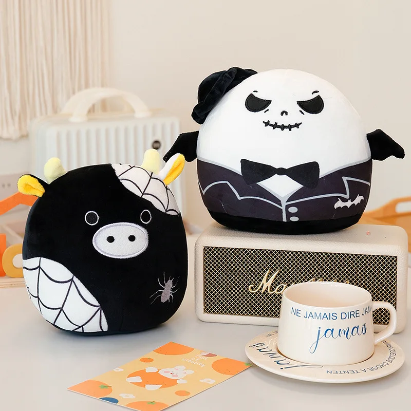Halloween Pumpkin Pillow Cow Bat Ghost Skeleton Plush Toy for Kids Animal Doll Gift for Christmas Birthday