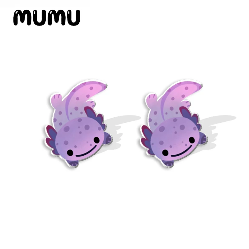 Happy Axolotl Acrylique Stud Boucles d'oreilles faites à la main, Animal mignon, Résine, Bijoux d'élection, Cadeaux pour un ami, Nouveau, 2023