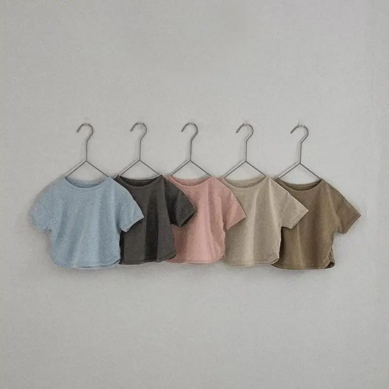 2026 Summer New Baby Short Sleeve T Shirts Solid Girls Cute O-neck Tops Infant Boys Cotton Casual Tee Toddler Clothes