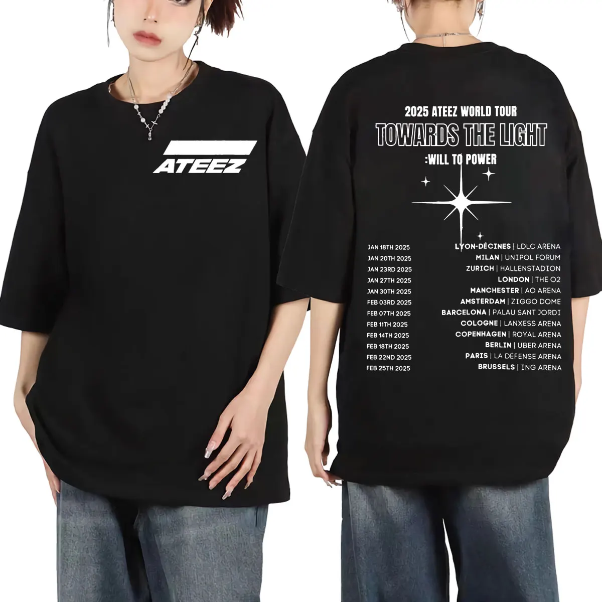 

Ateez World Tour 2025 Graphic T Shirt Men Women Harajuku Kpop Short Sleeve T-shirt Casual Fashion Oversized Pure Cotton T-shirts