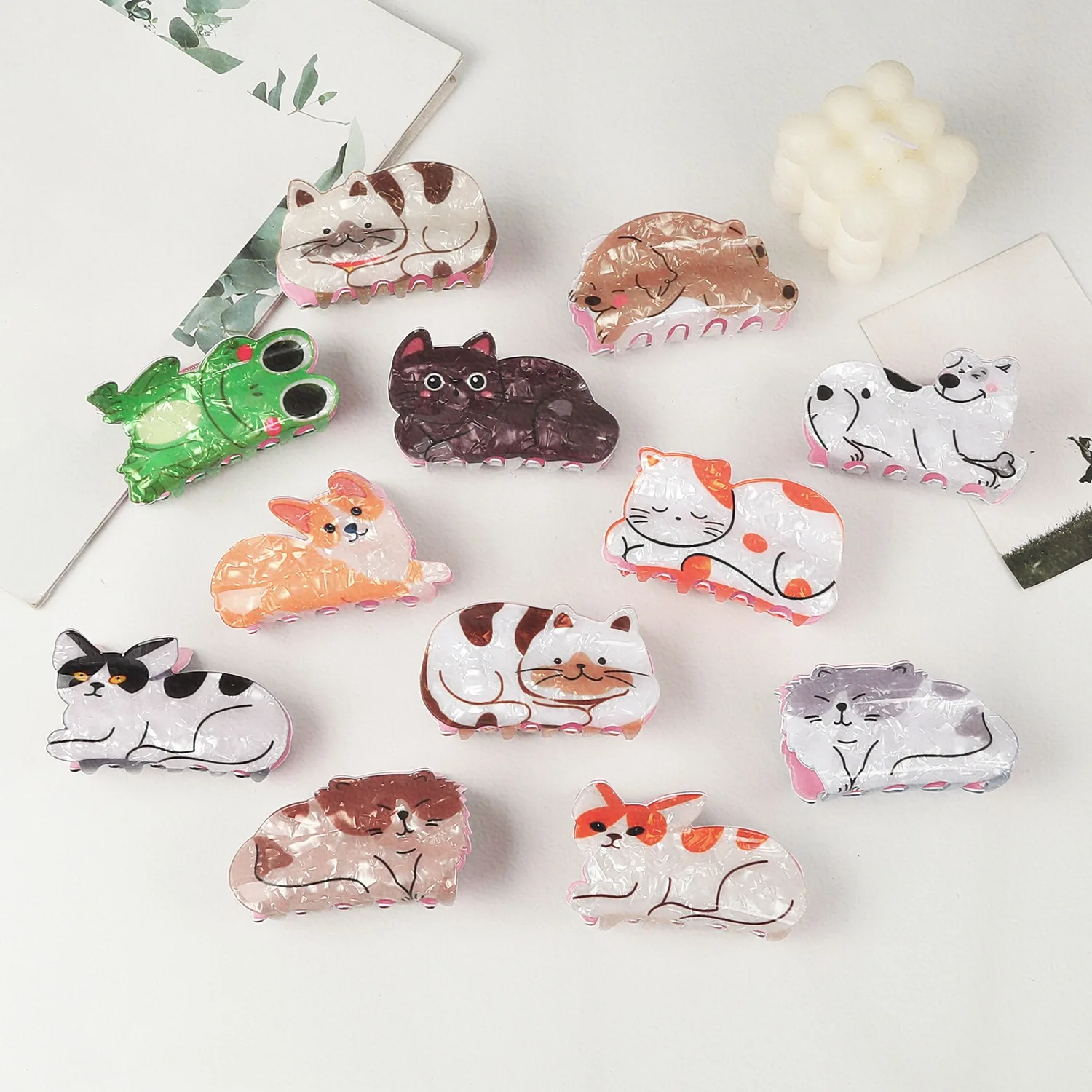 YHJ Fat Cat and His Friends Hair Claw Cute Animals Hair Claw Clip Crab Hair Accessories for Women Girls