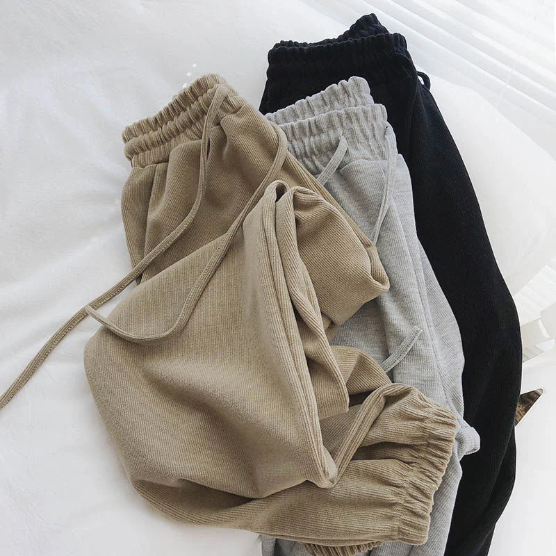 

plus Size Women's Harlan Sports Pants Loose Trousers Casual Sweatpants Trendy Spring Autumn Thin Nine Points Elastic Waist