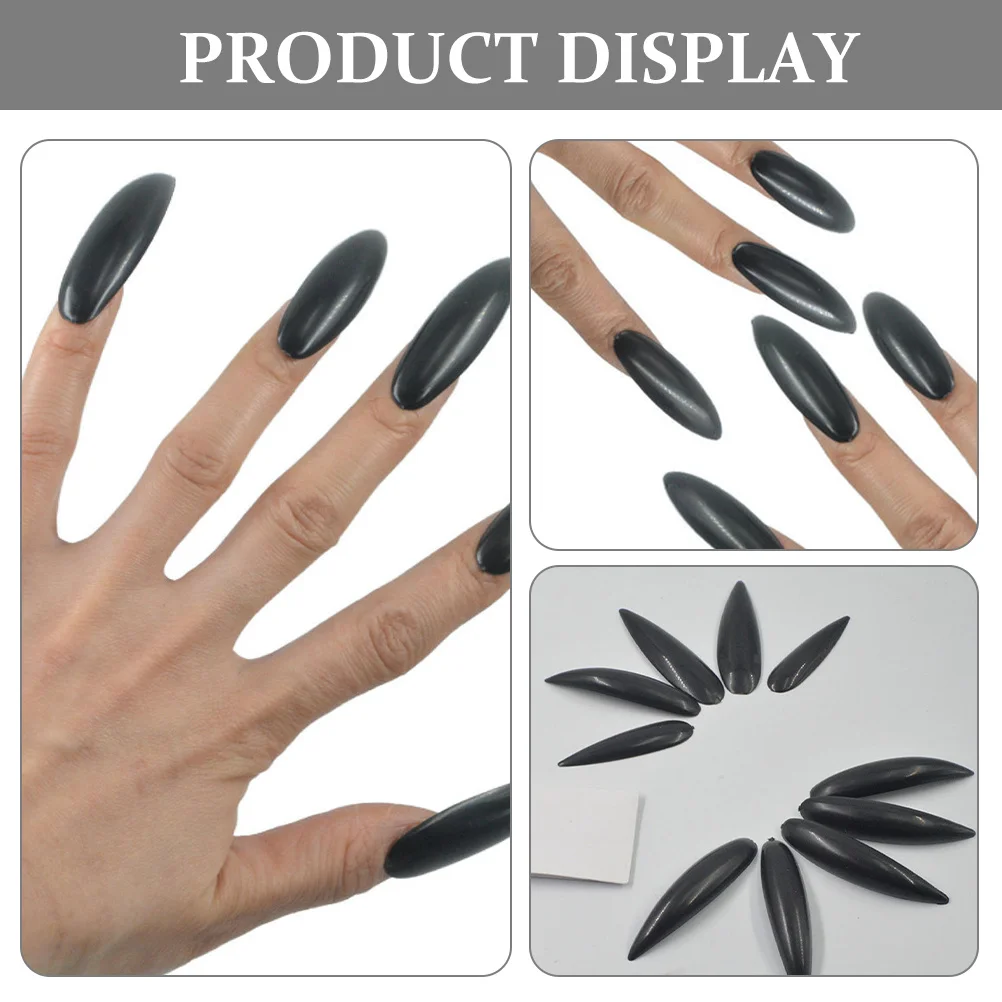 10 Uds uñas postizas cubierta completa largo elegante gótico prensa en uñas elegantes puntas de uñas postizas DIY suministro de manicura para mujeres uñas de Halloween