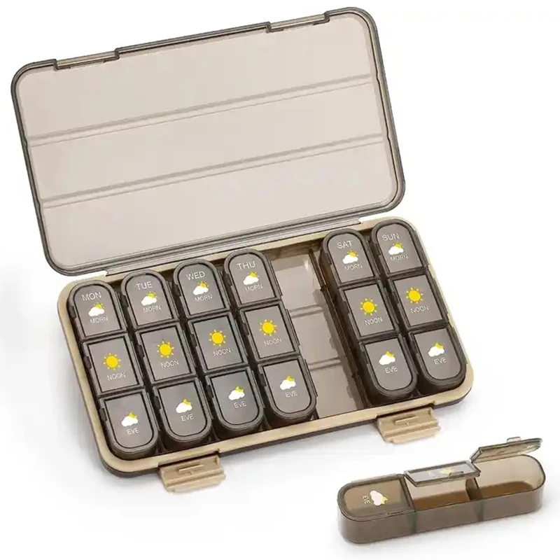 Portable 21/28 Grids Weekly Pill Organizer Storage Medicine Dispenser Tablet 7 Days Compartment Pills Case Container