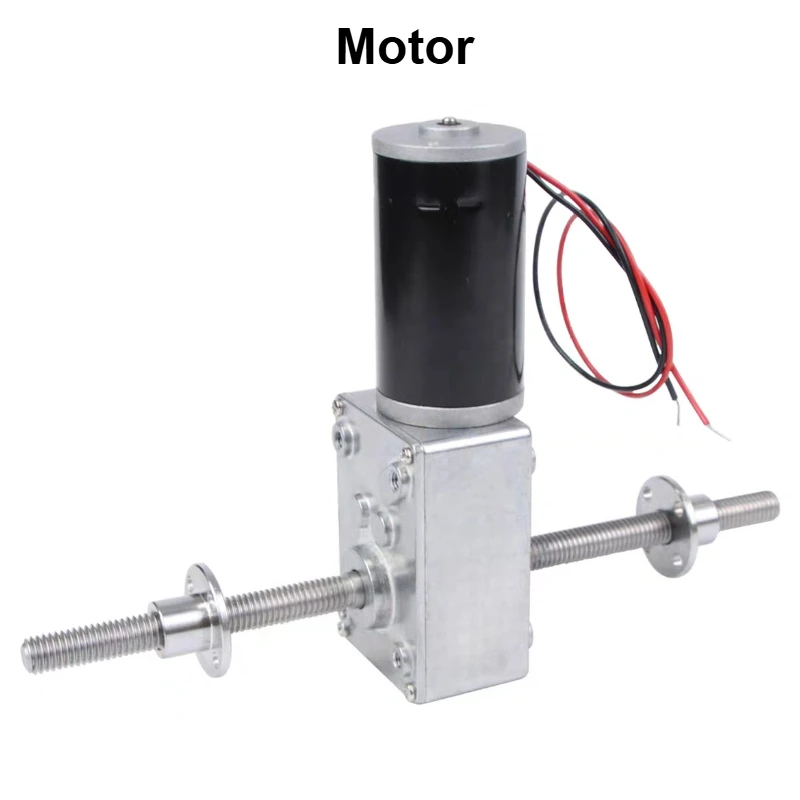 DC12V 24V DC Worm Geared Motor With Self-Locking Adjustable Speed And Reversible M8 Double Shaft With Fange Speed 12 To 470RPM