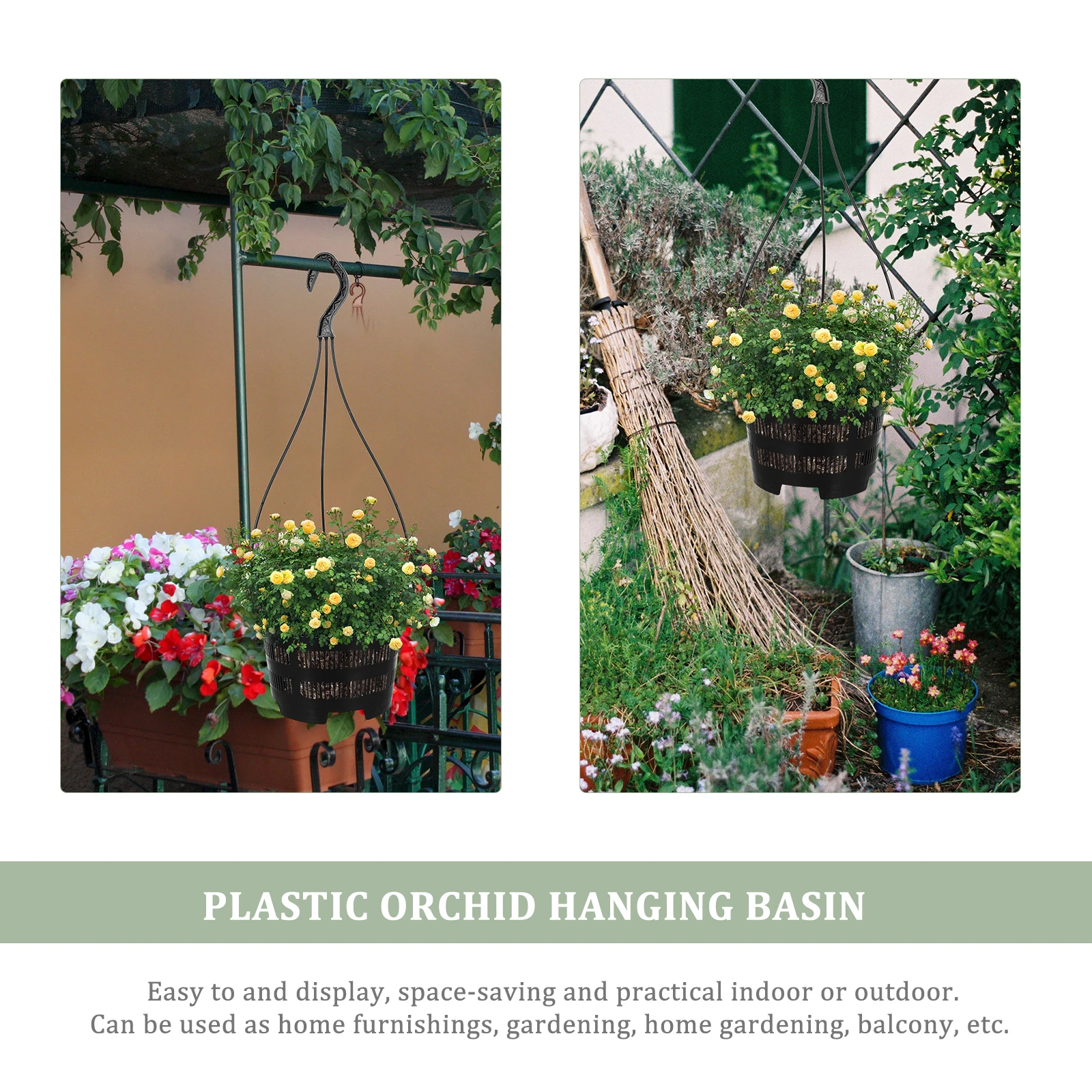 Hanging Flowerpot 5 Sets Plastic Orchid Pots for Plants Balcony Decor Home Gardening Space Saving