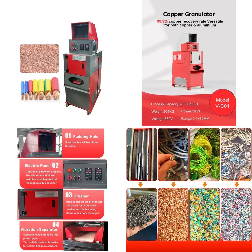 2026 New Mini Wire Separator Crusher Copper Granulating Machine Cable Granulator for Recycling Scrap Wires Cables for Sale