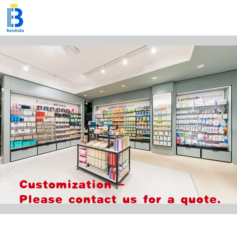 

Высококачественная витрина для аптеки, дизайн интерьера медицинского магазина, б/у мебель, киоск для торгового центра, аптека OEM/ODM