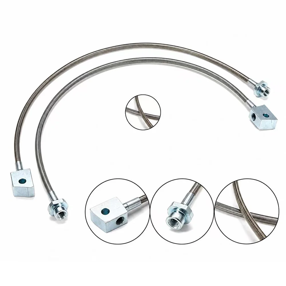 Extended Braided Brake Hose Lines 2pcs 2